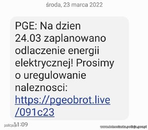 Dostałeś sms’a o nieuregulowanym rachunku za energię elektryczną bądź gaz? Sprawdź wiarygodność wiadomości, zanim zapłacisz