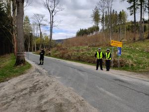 umundurowani funkcjonariusze podczas zabezpieczenia zawodów
