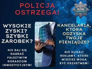 Fałszywe inwestycje, a następnie fałszywa kancelaria oferująca odzyskanie pieniędzy – kamiennogórscy policjanci ostrzegają przed oszustwami!